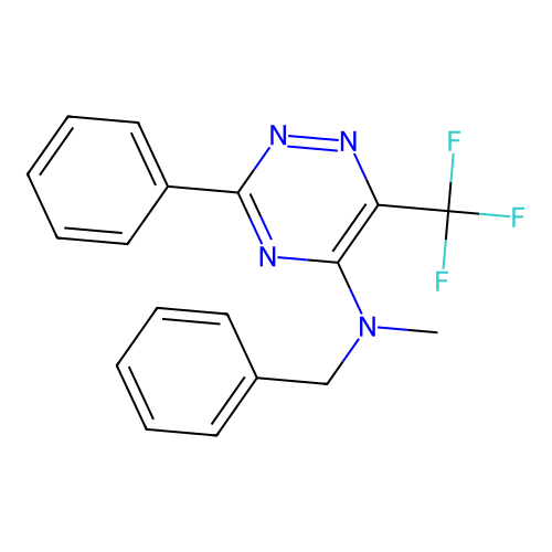 N-benzyl-N-methyl-3-phenyl-6-(trifluoromethyl)-1,2,4-triazin-5-amine structure