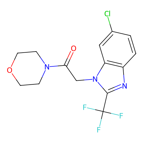 2-[6-chloro-2-(trifluoromethyl)-1H-benzimidazol-1-yl]-1-(morpholin-4-yl)ethanone structure
