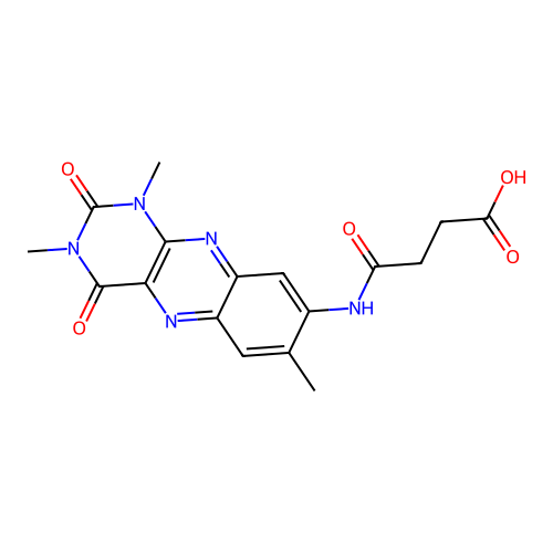 4-oxo-4-((1,3,7-trimethyl-2,4-dioxo-1,2,3,4-tetrahydrobenzo[g]pteridin-8-yl)amino)butanoic acid structure