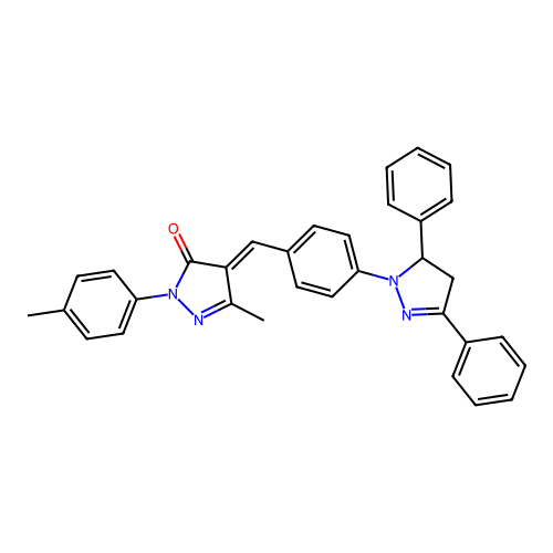 (4E)-4-[[4-(3,5-diphenyl-3,4-dihydropyrazol-2-yl)phenyl]methylidene]-5-methyl-2-(4-methylphenyl)pyrazol-3-one structure