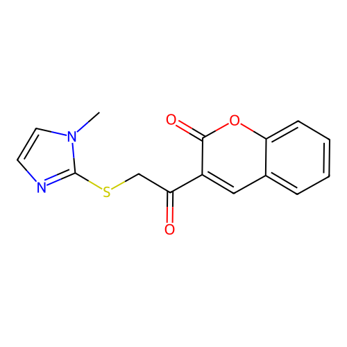 Coumarine, 3-[2-(1-methyl-2-imidazolylthio)-1-oxoethyl]- structure