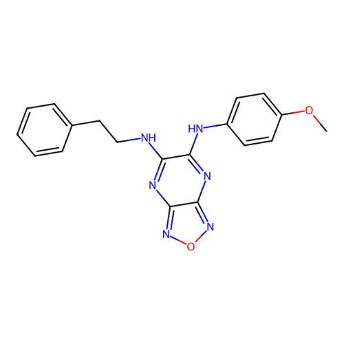 N5-(4-methoxyphenyl)-N6-phenethyl-[1,2,5]oxadiazolo[3,4-b]pyrazine-5,6-diamine structure
