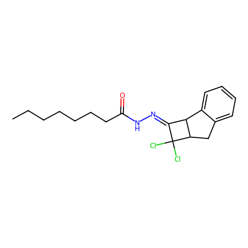 1H-Cyclobuta[a]inden-2-one, 1,1-dichloro-2,2a,7,7a-tetrahydro-, octanoylhydrazone structure