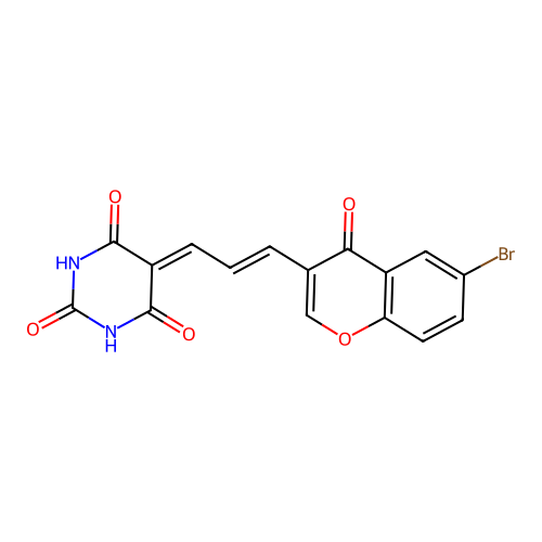 5-[(E)-3-(6-Bromo-4-oxo-4H-chromen-3-yl)-allylidene]-pyrimidine-2,4,6-trione structure