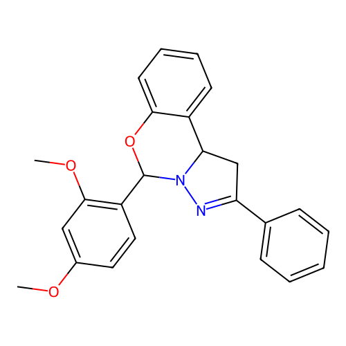 5-(2,4-Dimethoxyphenyl)-2-phenyl-1,10b-dihydropyrazolo[1,5-c][1,3]benzoxazine structure