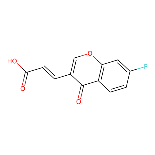 (E)-3-(7-fluoro-4-oxo-4H-chromen-3-yl)acrylic acid structure