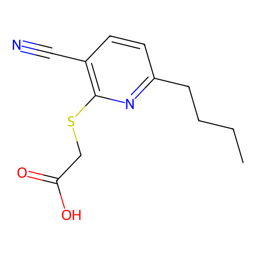 2-((6-Butyl-3-cyanopyridin-2-yl)thio)acetic acid structure
