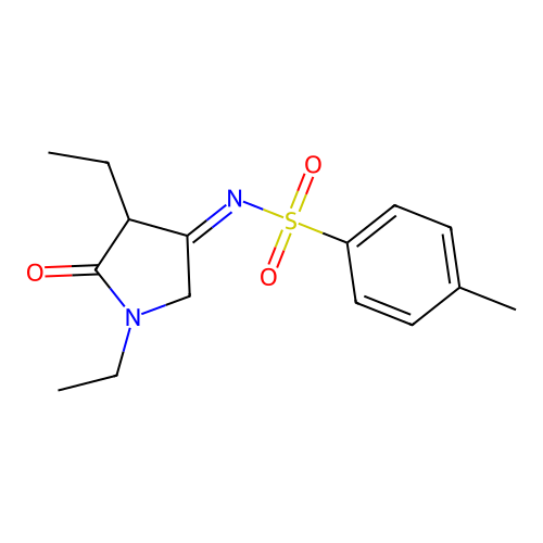 N-[(3Z)-1,4-diethyl-5-oxopyrrolidin-3-ylidene]-4-methylbenzenesulfonamide structure