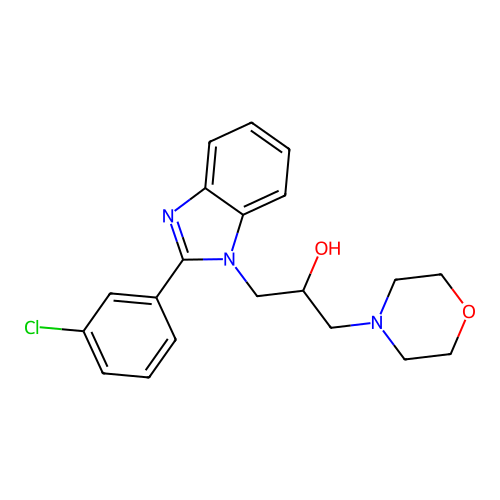 1-[2-(3-chlorophenyl)-1H-benzimidazol-1-yl]-3-(morpholin-4-yl)propan-2-ol structure