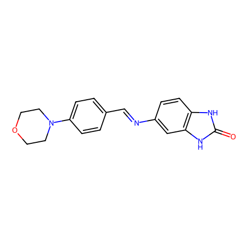 (E)-5-((4-morpholinobenzylidene)amino)-1H-benzo[d]imidazol-2(3H)-one structure