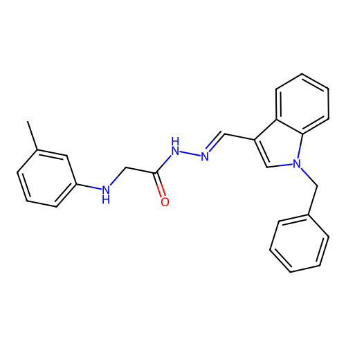 (E)-N'-((1-benzyl-1H-indol-3-yl)methylene)-2-(m-tolylamino)acetohydrazide structure
