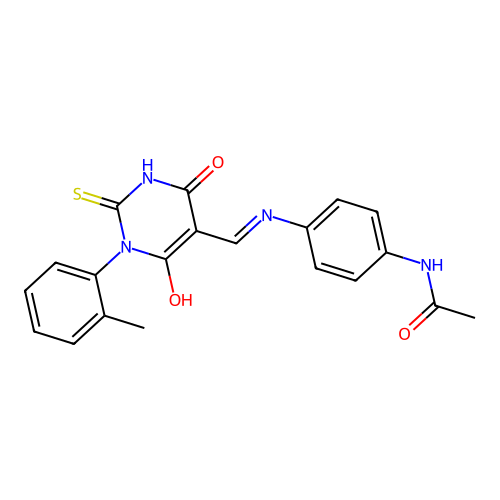 (E)-N-(4-(((4,6-dioxo-2-thioxo-1-(o-tolyl)tetrahydropyrimidin-5(2H)-ylidene)methyl)amino)phenyl)acetamide structure