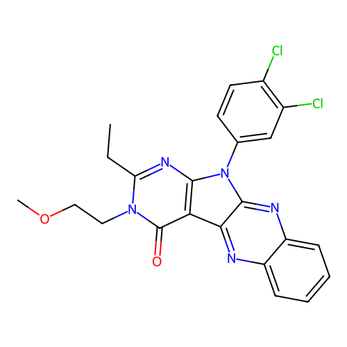 11-(3,4-dichlorophenyl)-2-ethyl-3-(2-methoxyethyl)-3,11-dihydro-4H-pyrimido[5',4':4,5]pyrrolo[2,3-b]quinoxalin-4-one structure
