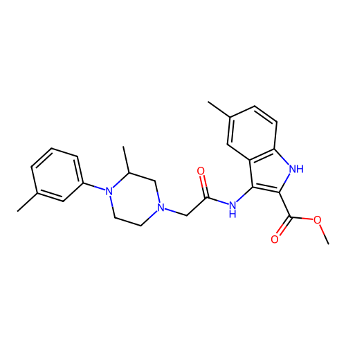 methyl 5-methyl-3-({[3-methyl-4-(3-methylphenyl)piperazin-1-yl]acetyl}amino)-1H-indole-2-carboxylate structure