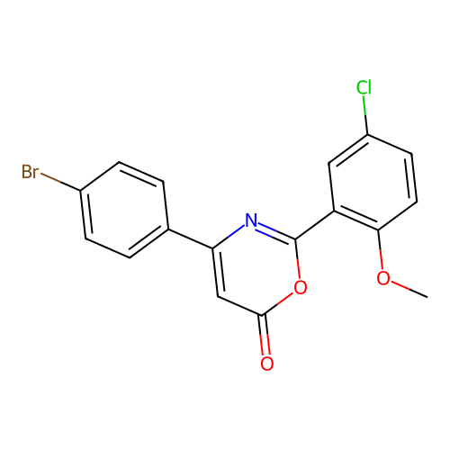 4-(4-bromophenyl)-2-(5-chloro-2-methoxyphenyl)-6H-1,3-oxazin-6-one structure