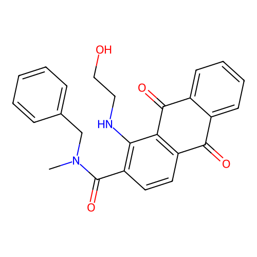 N-benzyl-1-(2-hydroxyethylamino)-N-methyl-9,10-dioxoanthracene-2-carboxamide structure
