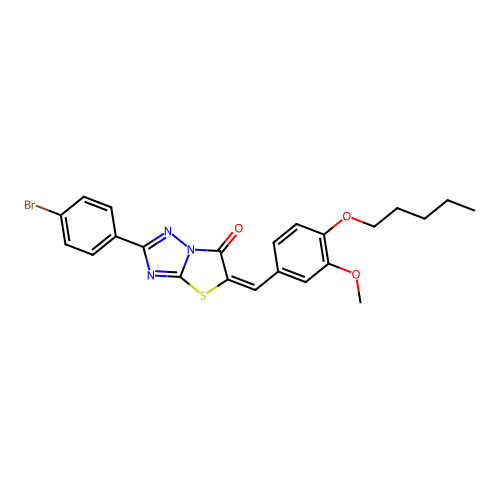 (E)-2-(4-bromophenyl)-5-(3-methoxy-4-(pentyloxy)benzylidene)thiazolo[3,2-b][1,2,4]triazol-6(5H)-one structure