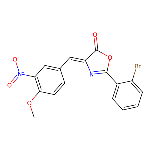 (Z)-2-(2-bromophenyl)-4-(4-methoxy-3-nitrobenzylidene)oxazol-5(4H)-one structure