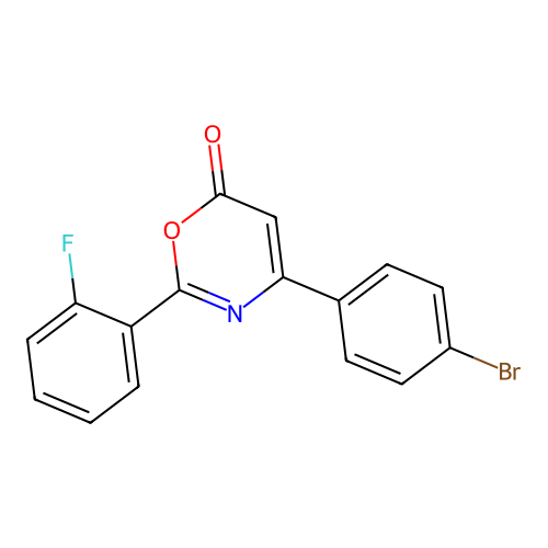 4-(4-bromophenyl)-2-(2-fluorophenyl)-6H-1,3-oxazin-6-one structure