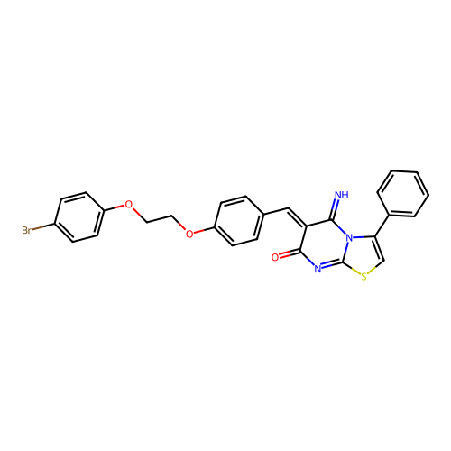 (6Z)-6-{4-[2-(4-bromophenoxy)ethoxy]benzylidene}-5-imino-3-phenyl-5,6-dihydro-7H-[1,3]thiazolo[3,2-a]pyrimidin-7-one structure