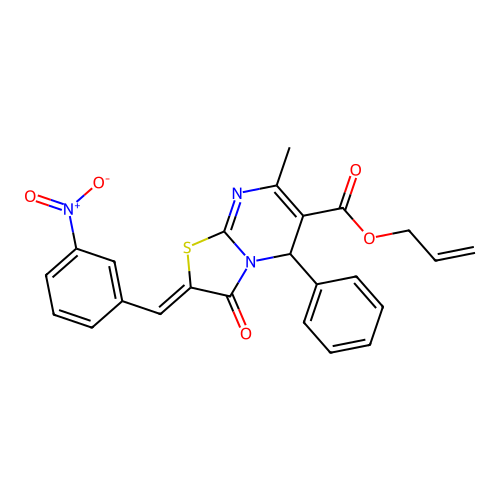 (Z)-allyl 7-methyl-2-(3-nitrobenzylidene)-3-oxo-5-phenyl-3,5-dihydro-2H-thiazolo[3,2-a]pyrimidine-6-carboxylate structure