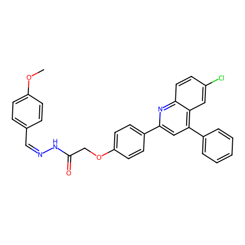 (Z)-2-(4-(6-chloro-4-phenylquinolin-2-yl)phenoxy)-N'-(4-methoxybenzylidene)acetohydrazide structure