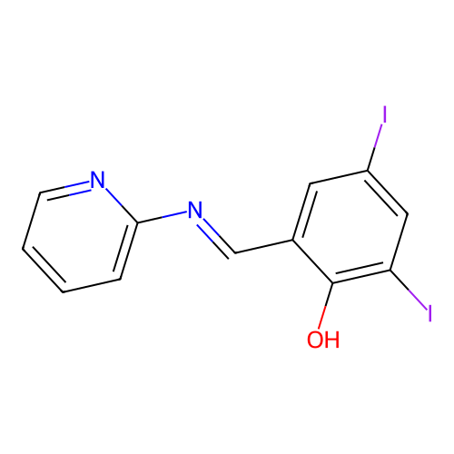 2,4-Diiodo-6-((pyridin-2-ylimino)methyl)phenol structure