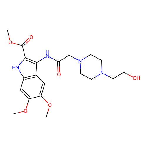 Methyl 3-[[2-[4-(2-hydroxyethyl)piperazin-1-yl]acetyl]amino]-5,6-dimethoxy-1H-indole-2-carboxylate structure