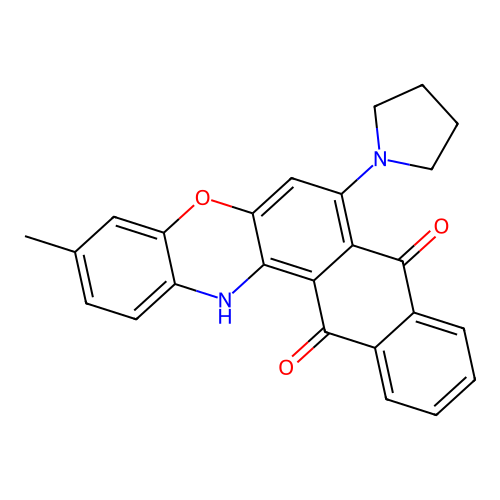 3-methyl-7-(pyrrolidin-1-yl)-8H-naphtho[2,3-a]phenoxazine-8,13(14H)-dione structure