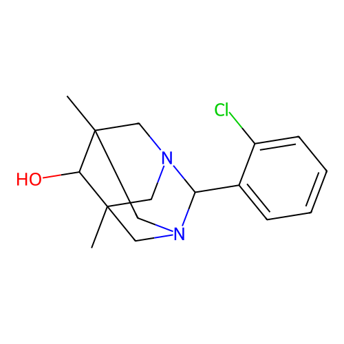 2-(2-Chlorophenyl)-5,7-dimethyl-1,3-diazatricyclo[3.3.1.1~3,7~]decan-6-ol structure