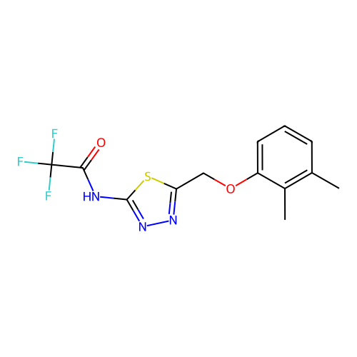 N-(5-((2,3-dimethylphenoxy)methyl)-1,3,4-thiadiazol-2-yl)-2,2,2-trifluoroacetamide structure