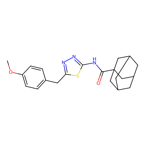 (3r,5r,7r)-N-(5-(4-methoxybenzyl)-1,3,4-thiadiazol-2-yl)adamantane-1-carboxamide structure