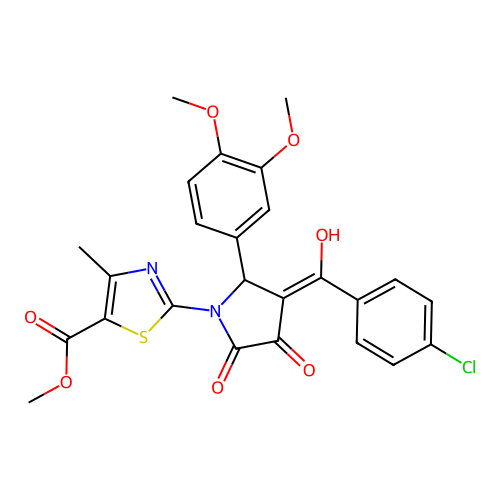 methyl 2-(3-(4-chlorobenzoyl)-2-(3,4-dimethoxyphenyl)-4-hydroxy-5-oxo-2,5-dihydro-1H-pyrrol-1-yl)-4-methylthiazole-5-carboxylate structure