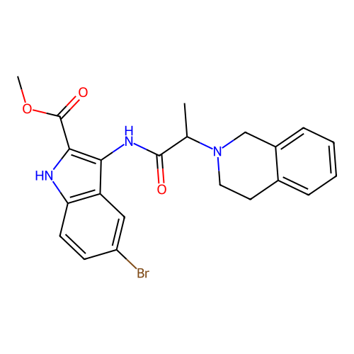 Methyl 5-bromo-3-[2-(3,4-dihydro-1H-isoquinolin-2-yl)propanoylamino]-1H-indole-2-carboxylate structure