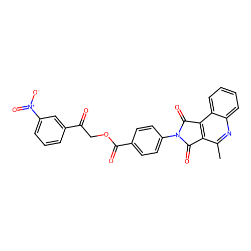 [2-(3-nitrophenyl)-2-oxoethyl] 4-(4-methyl-1,3-dioxopyrrolo[3,4-c]quinolin-2-yl)benzoate structure