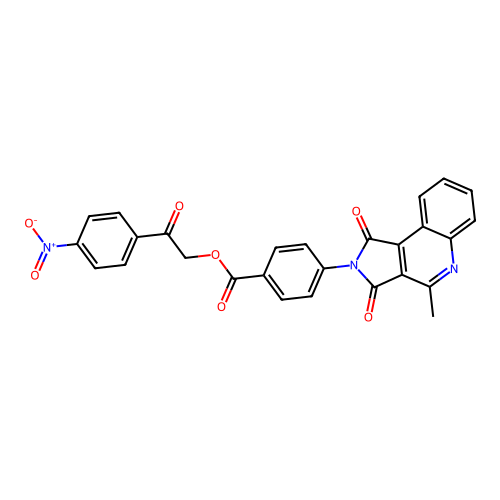 2-(4-nitrophenyl)-2-oxoethyl 4-(4-methyl-1,3-dioxo-1,3-dihydro-2H-pyrrolo[3,4-c]quinolin-2-yl)benzoate structure