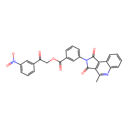 [2-(3-nitrophenyl)-2-oxoethyl] 3-(4-methyl-1,3-dioxopyrrolo[3,4-c]quinolin-2-yl)benzoate structure