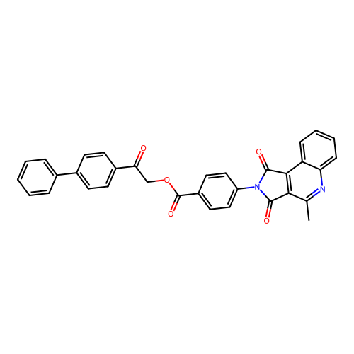 [2-oxo-2-(4-phenylphenyl)ethyl] 4-(4-methyl-1,3-dioxopyrrolo[3,4-c]quinolin-2-yl)benzoate structure