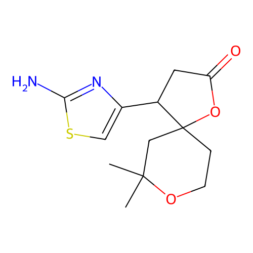 4-(2-Aminothiazol-4-yl)-7,7-dimethyl-1,8-dioxaspiro[4.5]decan-2-one structure