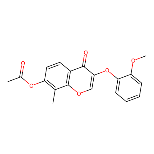 3-(2-methoxyphenoxy)-8-methyl-4-oxo-4H-chromen-7-yl acetate structure