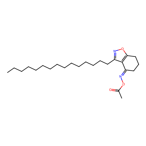 (E)-3-pentadecyl-6,7-dihydrobenzo[d]isoxazol-4(5H)-one O-acetyl oxime structure