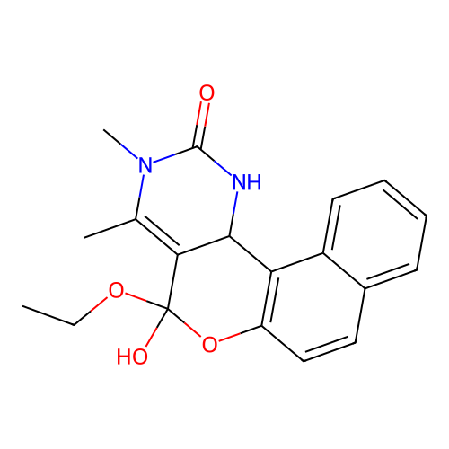 5-ethoxy-5-hydroxy-3,4-dimethyl-1,3,5,12c-tetrahydro-2H-benzo[5,6]chromeno[4,3-d]pyrimidin-2-one structure