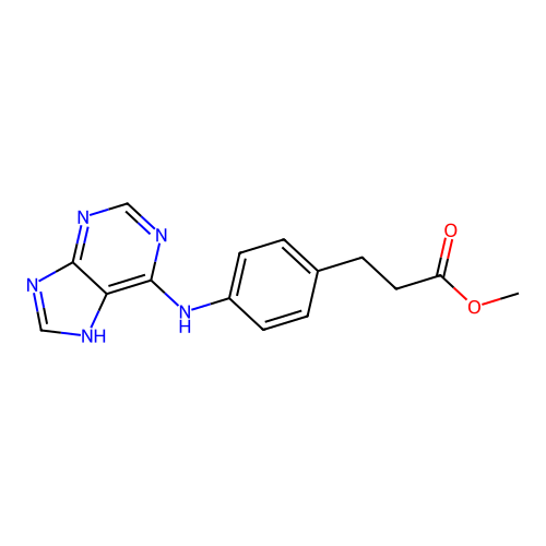 methyl 3-(4-((9H-purin-6-yl)amino)phenyl)propanoate structure