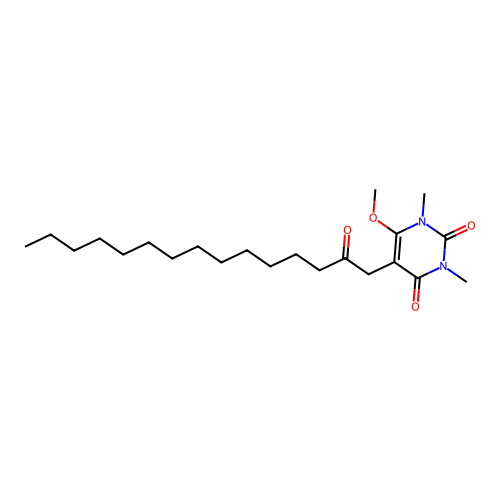 6-methoxy-1,3-dimethyl-5-(2-oxopentadecyl)pyrimidine-2,4(1H,3H)-dione structure
