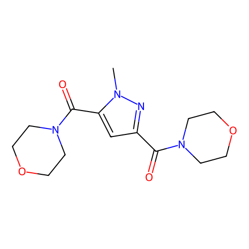 1-Methyl-3-(morpholin-4-ylcarbonyl)pyrazol-5-yl morpholin-4-yl ketone structure
