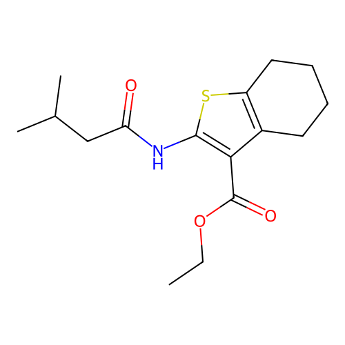 ethyl 2-[(3-methylbutanoyl)amino]-4,5,6,7-tetrahydro-1-benzothiophene-3-carboxylate structure