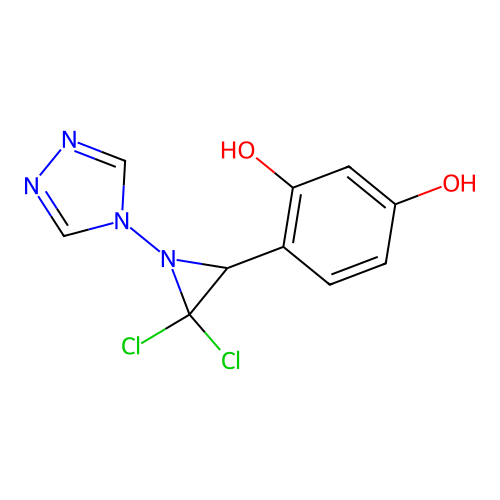 4-[3,3-Dichloro-1-(1,2,4-triazol-4-yl)aziridin-2-yl]benzene-1,3-diol structure