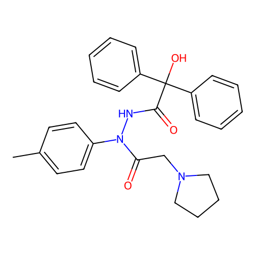 2-hydroxy-2,2-diphenyl-N'-(2-(pyrrolidin-1-yl)acetyl)-N'-(p-tolyl)acetohydrazide structure