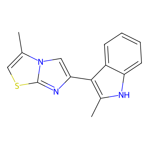 2-methyl-3-(3-methylimidazo[2,1-b][1,3]thiazol-6-yl)-1H-indole structure