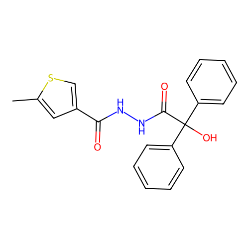 N'-(2-hydroxy-2,2-diphenylacetyl)-5-methylthiophene-3-carbohydrazide structure